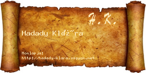 Hadady Klára névjegykártya